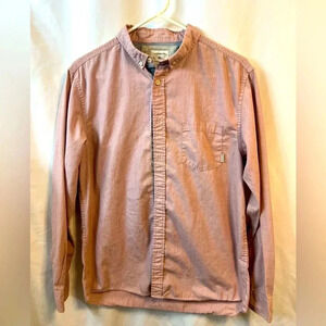 Quiksilver Shirt Mens Medium Red Button Up Long Sleeve Adult Casual Chest Pocket